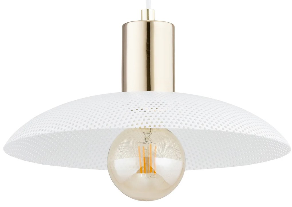 Sospensione Contemporanea Enki 1 Luce In Acciaio Oro E Bianco