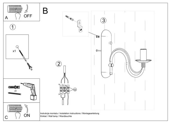 Applique MINERWA 1xE14/40W/230V nero