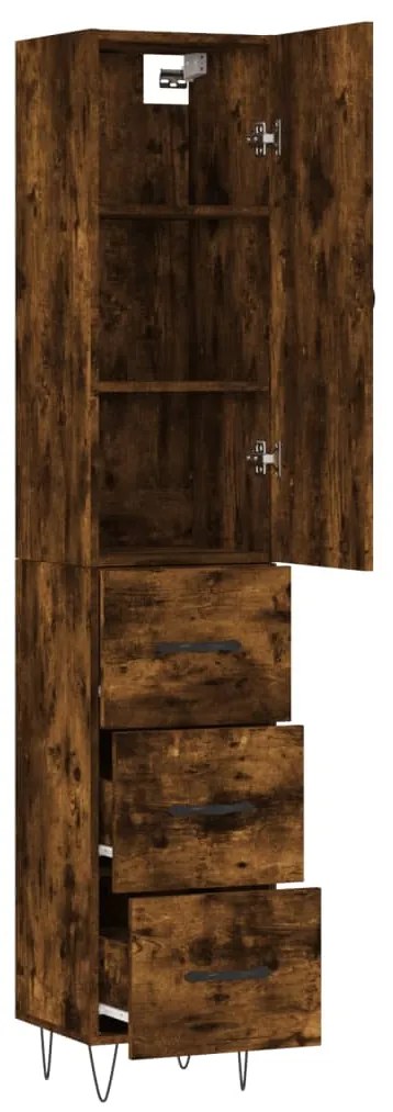 Credenza rovere fumo 34,5x34x180 cm in legno multistrato