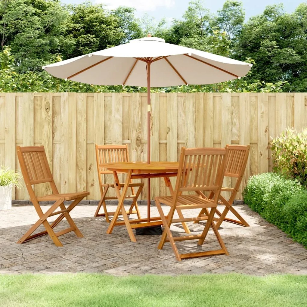 Set Da Pranzo Per Giardino 5 Pz İn Legno Massello Di Acacia /