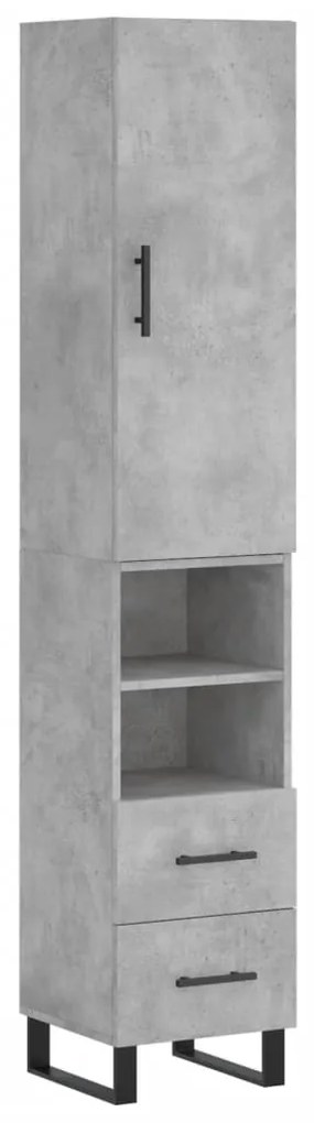 Credenza Grigio Cemento 34,5x34x180 cm in Legno Multistrato