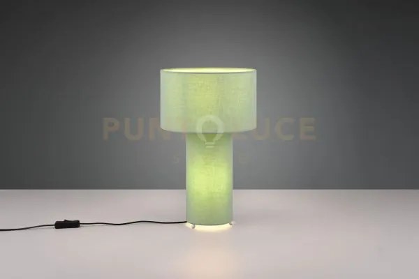 Bale lampada da tavolo base illuminata e paralume tessuto verde h. ...