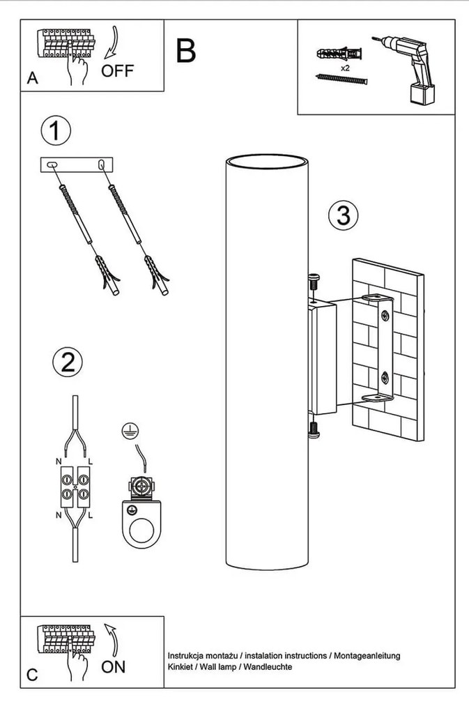 Lampada da parete 2xGU10 Oro in acciaio LAGOS 2