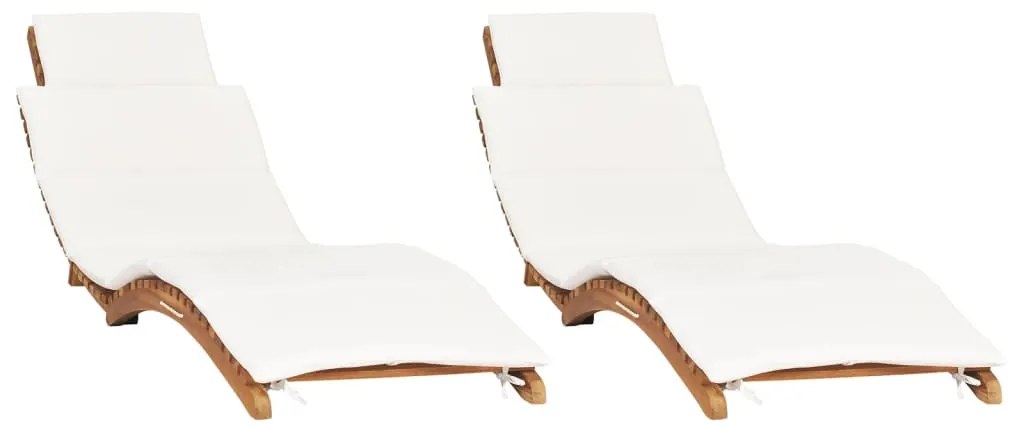 Lettini prendisole 2 pz con cuscini in legno massello di teak