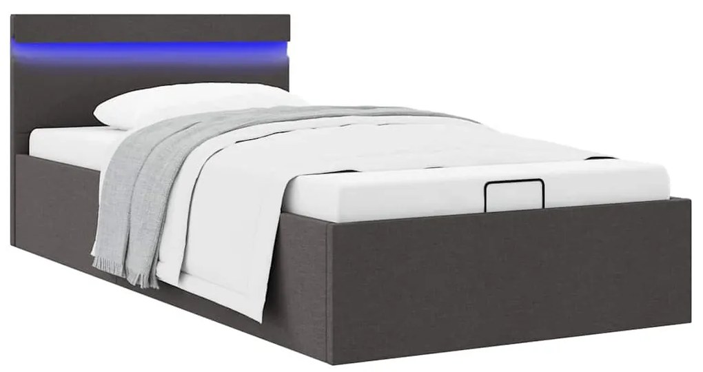 Giroletto Con Contenitore E Led Grigio Scuro Tessuto 100x200 Cm /