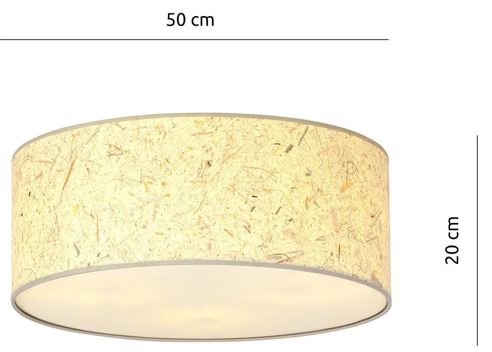 Plafoniera Minimal 3 Luci Drago In Acciaio Bianco E Beige Effetto Sughero