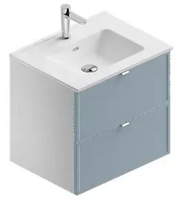 Mobile bagno con lavabo L 60 x H 57 x P 46 cm bianco-cielo in mdf 2 cassetti per vasca centrale Quadra