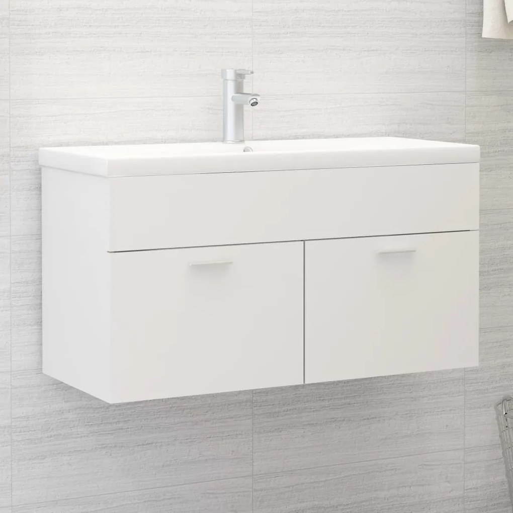 Mobile Sottolavabo Bianco 90x38,5x46 Cm İn Legno Multistrato /