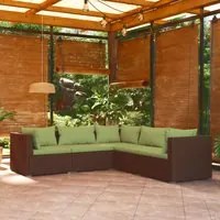 Set Divani da Giardino 5 pz con Cuscini in Polyrattan Marrone 3101700