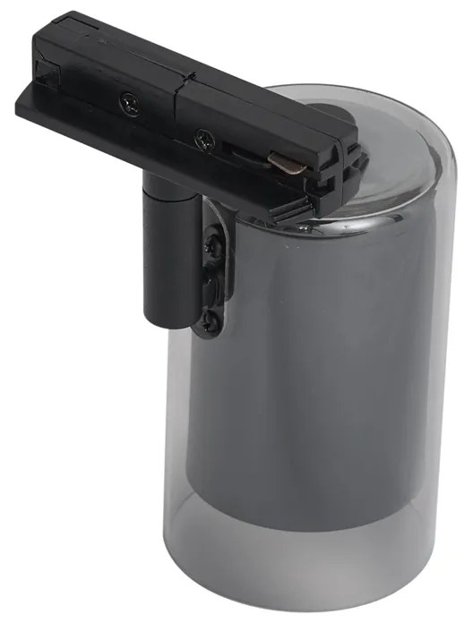 Faretto moderno nero con vetro fumé per sistema a binario monofase - Iconic Lloyd