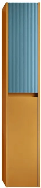 Colonna per mobile bagno Niwa 2 ante P 27 x L 30 x H 160 cm laccato opaco senape con vetro blu pacifico