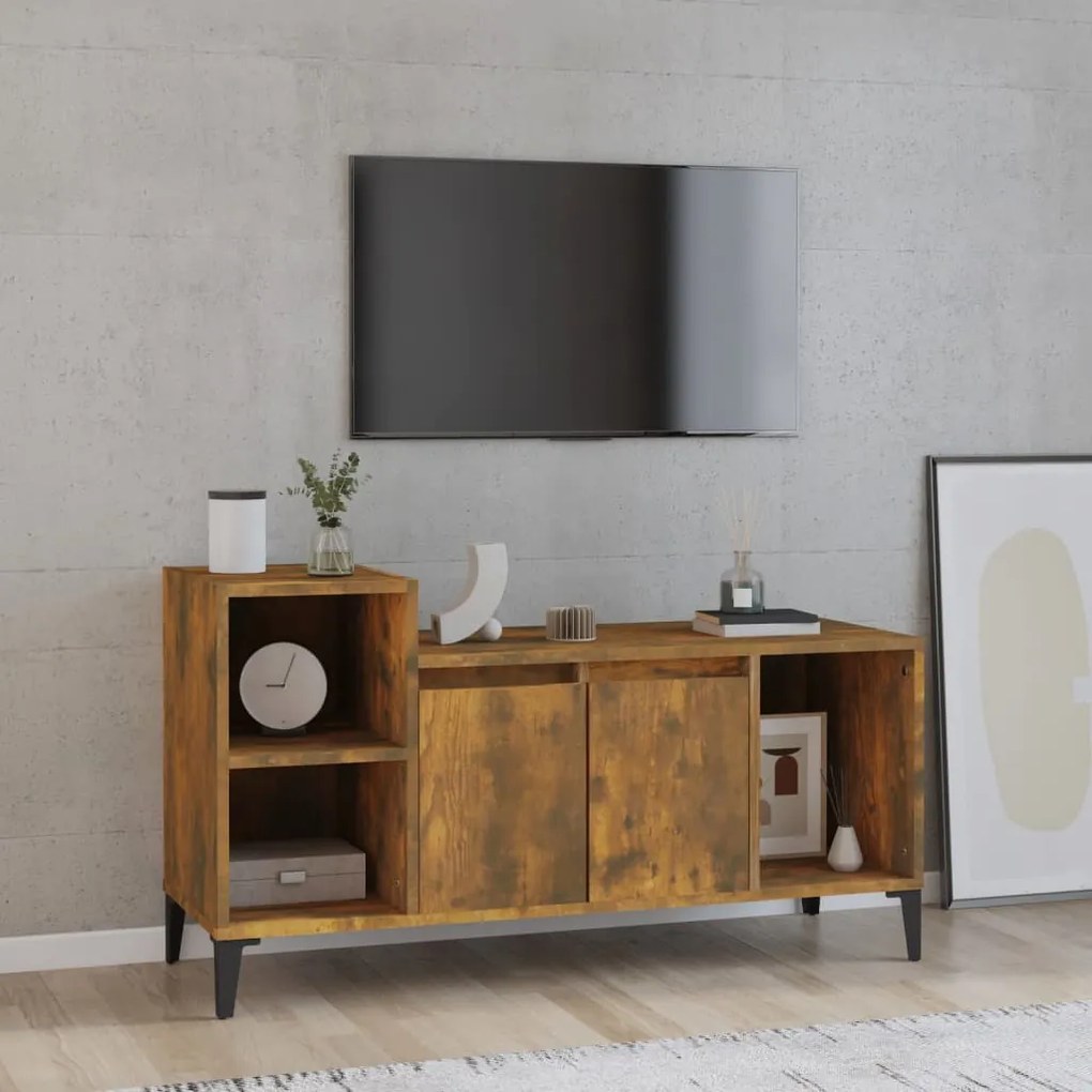 Mobile Tv Rovere Fumo 100x35x55 Cm İn Legno Multistrato /