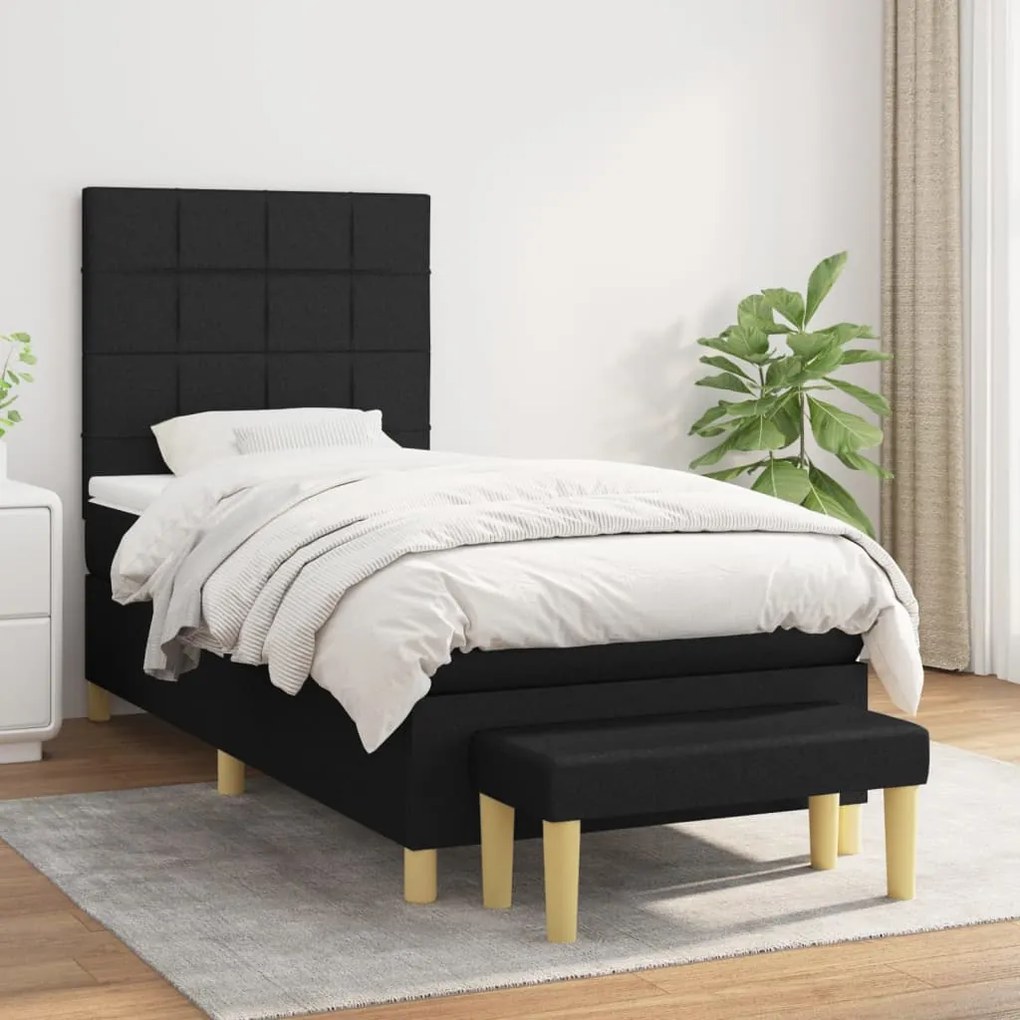 Giroletto A Molle Con Materasso Nero 90x190 Cm İn Tessuto /