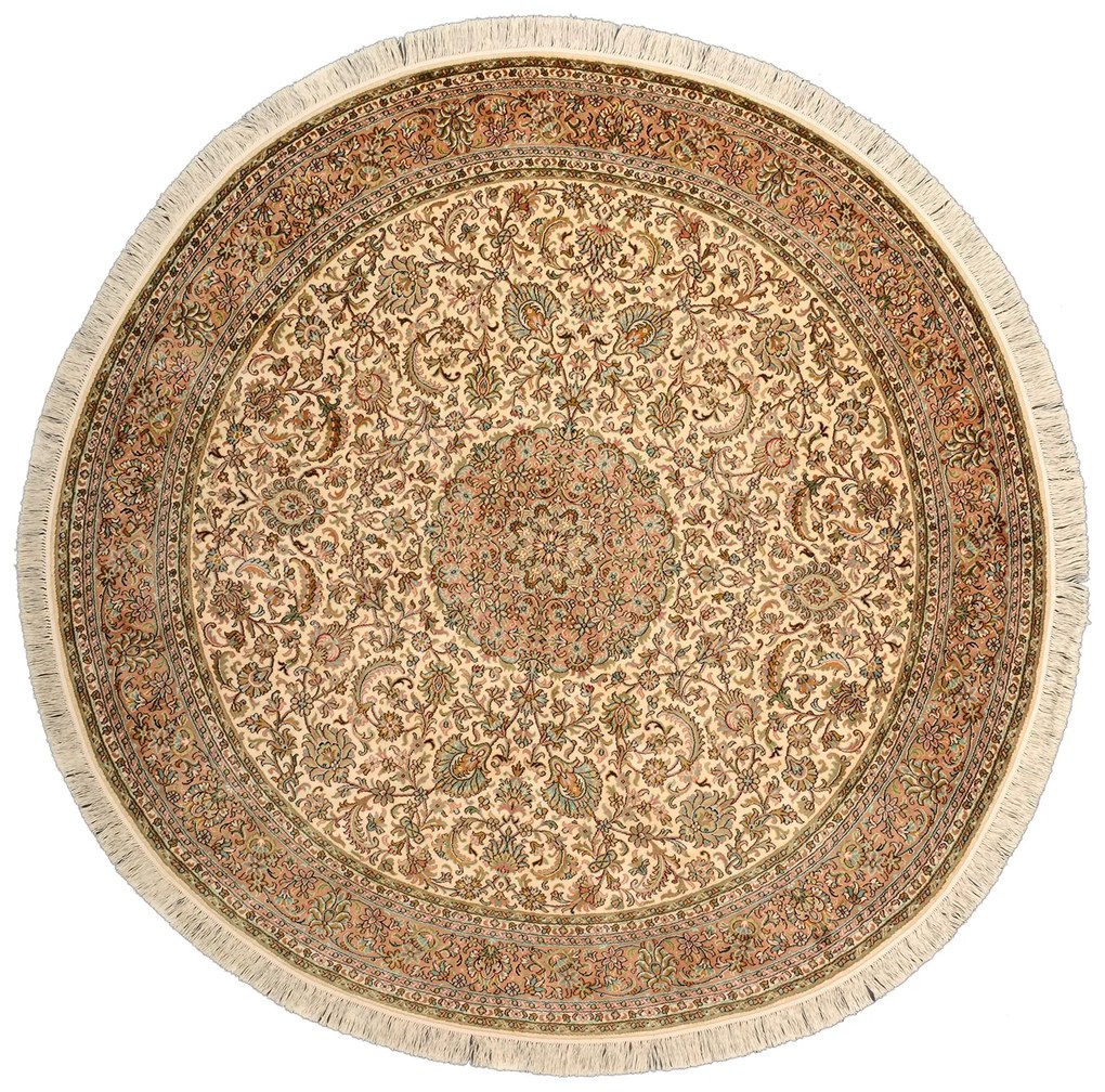 Cashmere Silk Tappeto orientale 190x190 Beige (Indian) Annodato A Mano