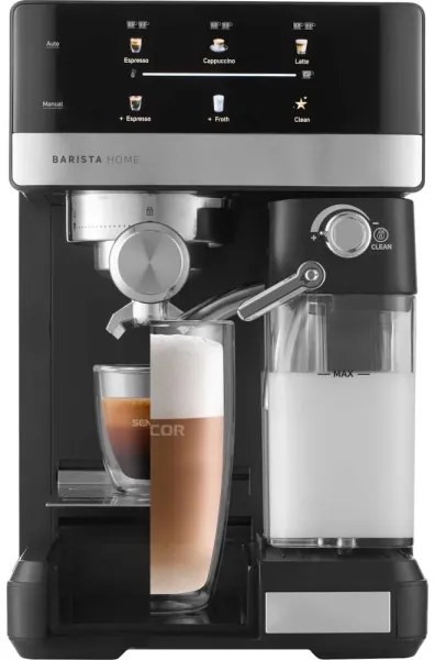 Sencor - Macchina per caffè espresso a portafiltro 1350 W/230 V nero/cromo satinato