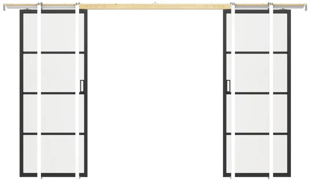 Porta scorrevole doppia con sistema a incasso alluminio e vetro temperato smerigliato 2xH205xL63cm  - SINCA II