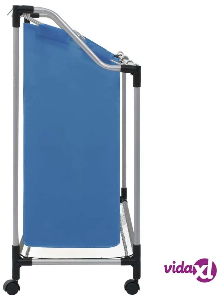 vidaXL Portabiancheria con 3 Scomparti in Acciaio Blu