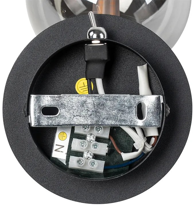 Faretto rustico nero orientabile con vetro fumé - Athens