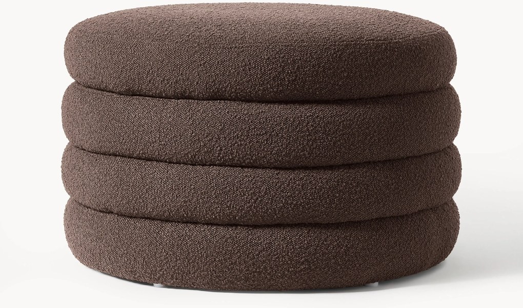 Pouf XL imbottito in bouclé con vano contenitore Alto