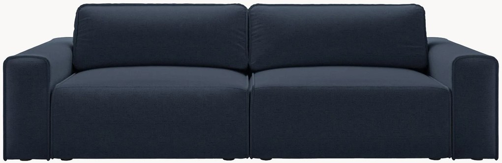 Divano letto 3 posti in ciniglia con contenitore Victor, larg. 246 cm