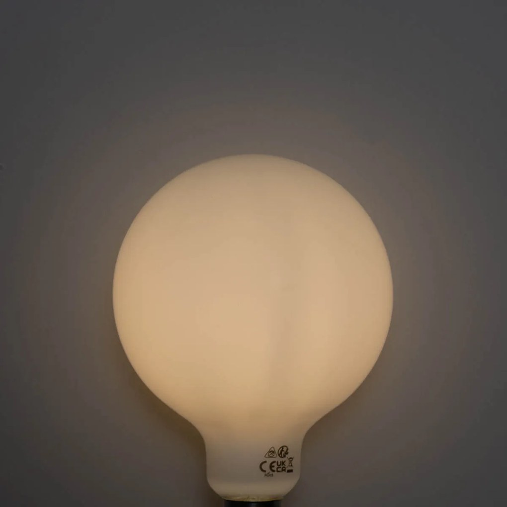 Set di 5 lampadine LED opale G125 E27 dimmerabili a 3 fasi 4W 450 lm 3000K