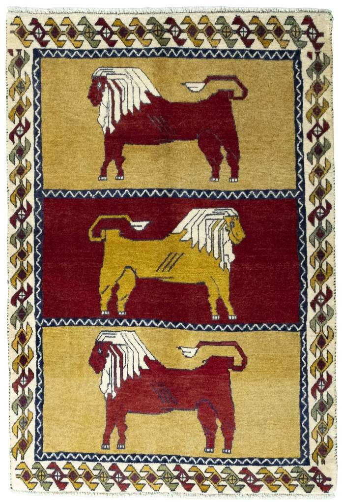 Gabbeh Tappeto 110x150 Giallo (Iran) Annodato A Mano