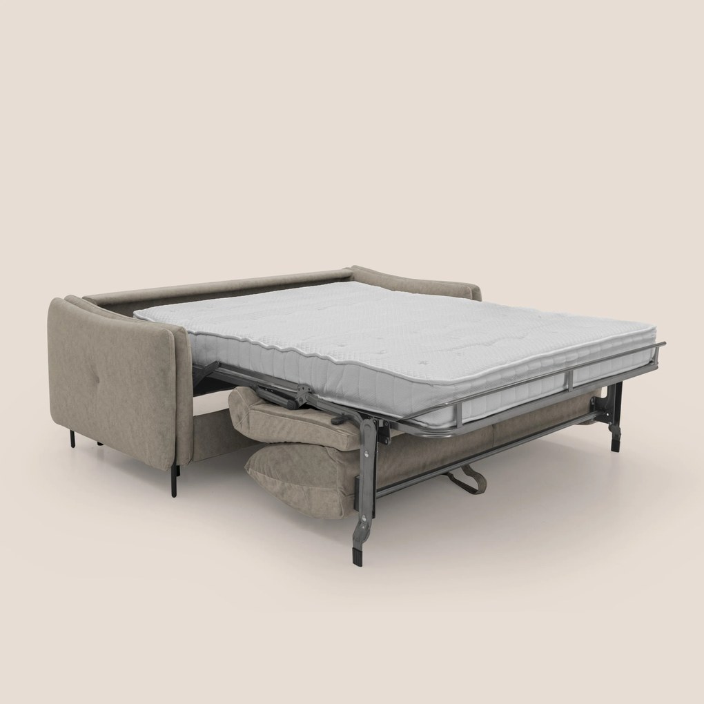 Gregory Divano letto con materasso h18 cm in microfibra effetto velluto impermeabile T09 tortora