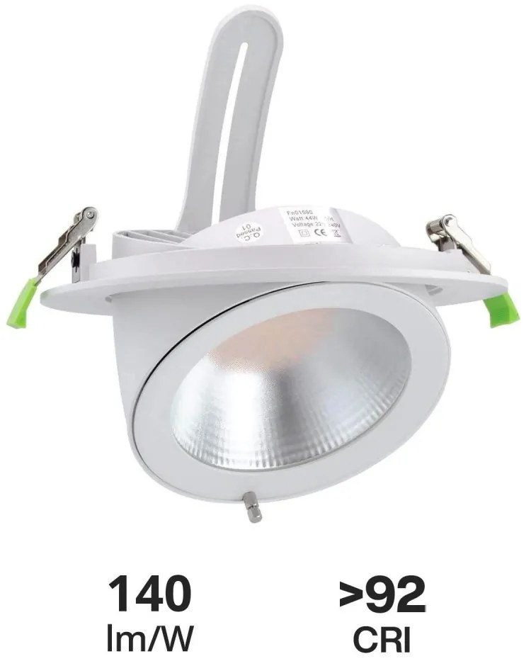 Faro LED da Incasso 44W Orientabile Rotondo, Foro Ø210mm, Bianco - Philips Certadrive 140lm/W Colore Bianco Caldo 2.700K