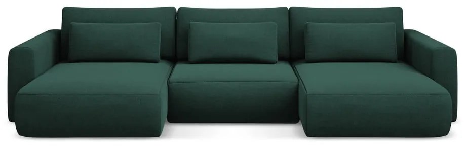 Divano angolare verde allungabile/con contenitore (a U) Kapua – Makamii