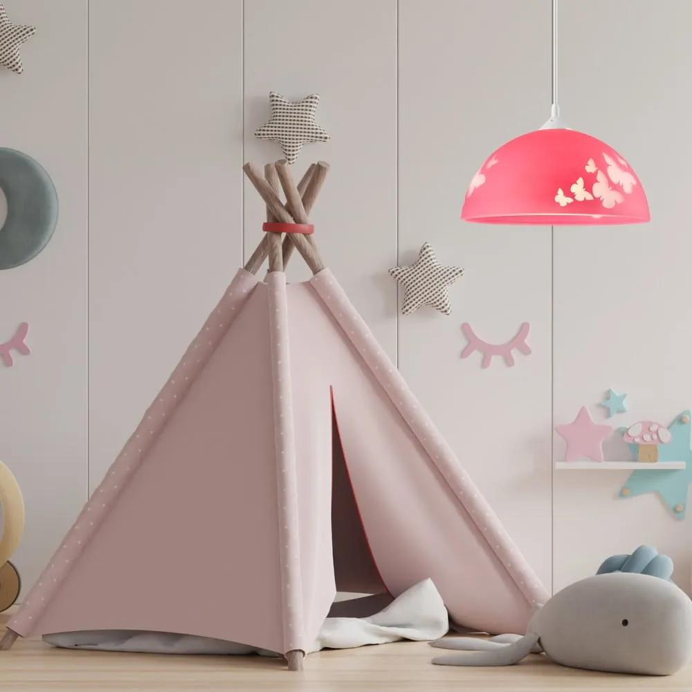 Lampada per bambini rosa con paralume in vetro ø 30 cm Mariposa - LAMKUR
