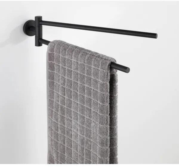 WENKO 24238100-Porta asciugamani BOSIO BLACK 5,5x43 cm acciaio inox/argento