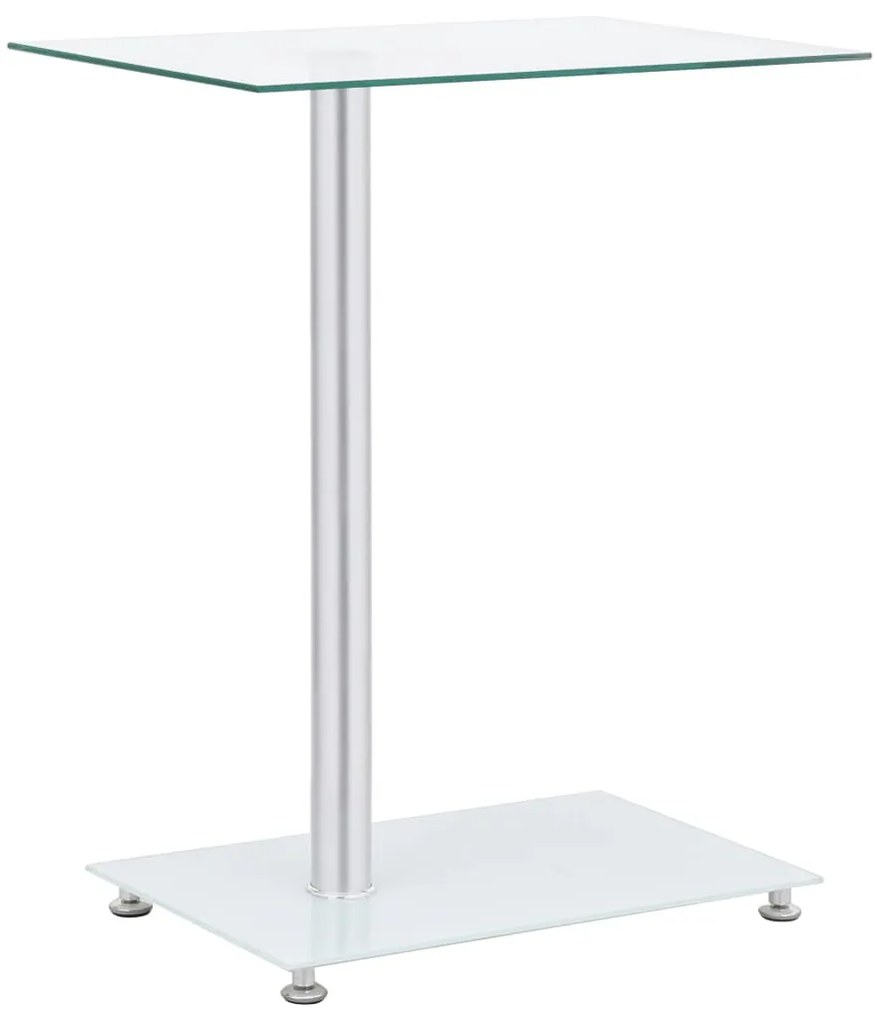 Tavolino Laterale A U Trasparente 45x30x58cm İn Vetro Temperato /