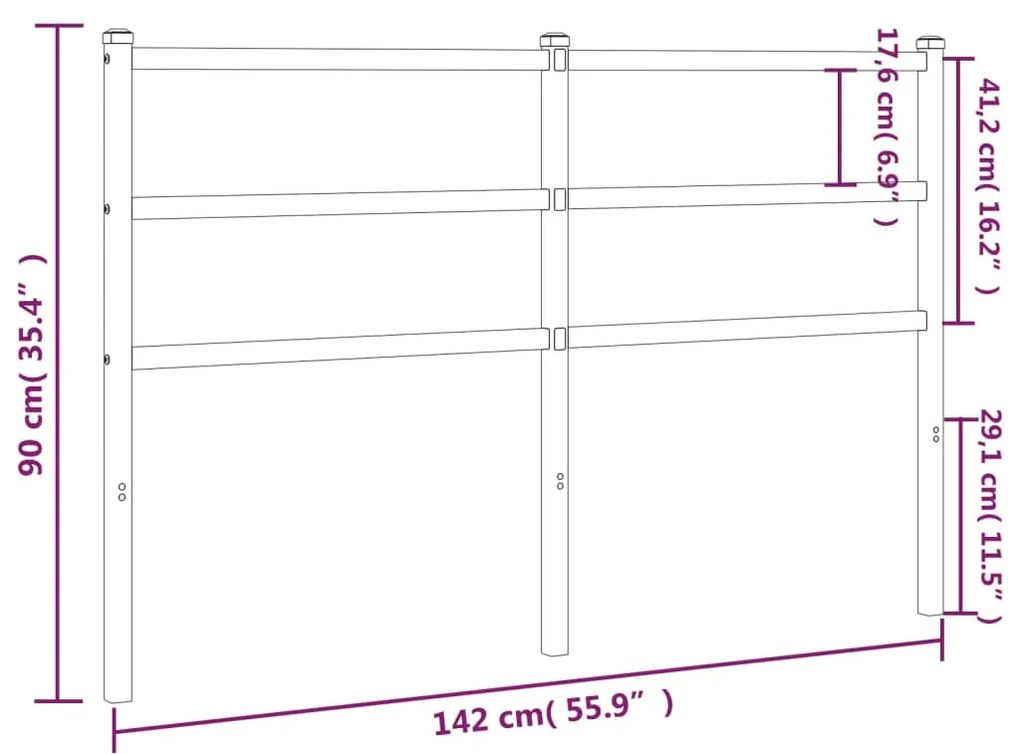 Testiera in Metallo Bianco 135 cm