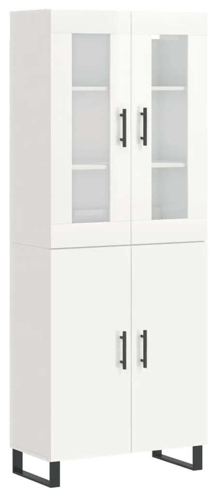 Credenza bianco lucido 69,5x34x180 cm in legno multistrato