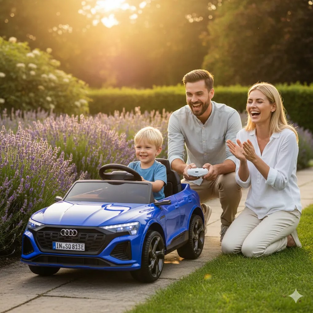 Macchina Elettrica per Bambini 12V Licenza Ufficiale Audi SQ8 E-Tron con Telecomando e Sedile Pelle Blu...