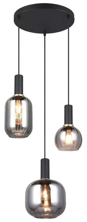 Lampadario nero con paralume in vetro Diva - Trio