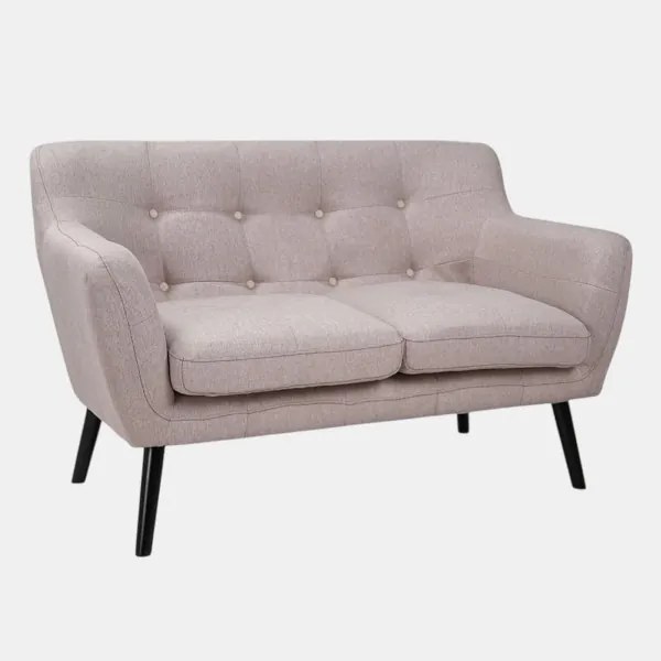 Divano 2 Posti Ellen L130 cm in Tessuto con Gambe Legno - Grigio