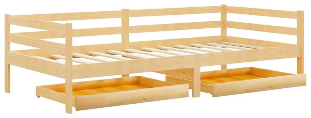 Divano letto con cassetti 90x200 cm legno massello di pino