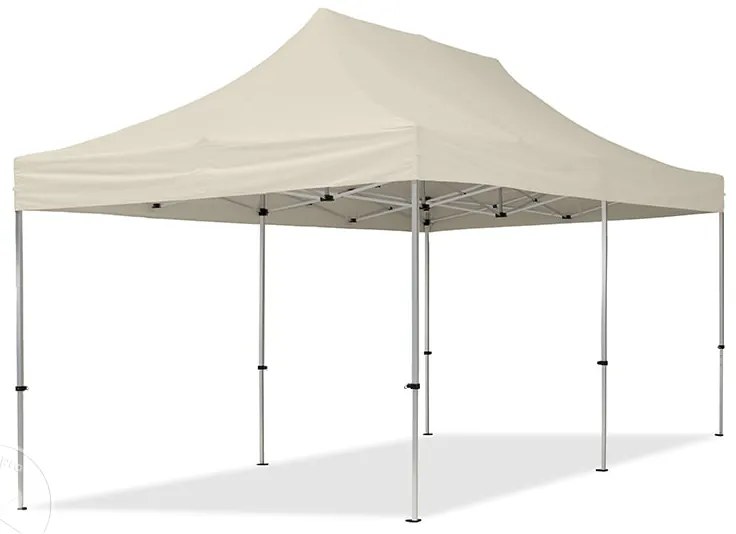 TOOLPORT 3x6m gazebo pieghevole con laterali (finestre panoramiche), ECONOMY alluminio, crema - (59022)