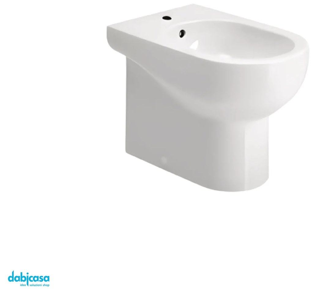 Azzurra Ceramica "Nuvola" Bidet Da Terra Filo Muro Bianco Lucido