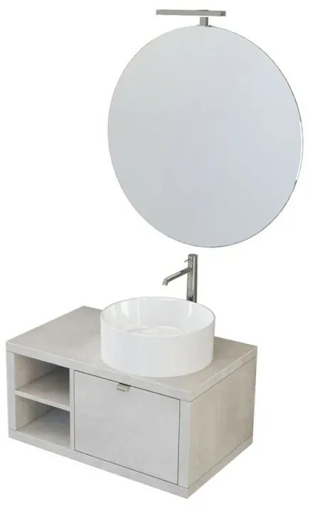 Mobile bagno sospeso 80 cm grigio nuvola Master lavabo 40 e specchio 80