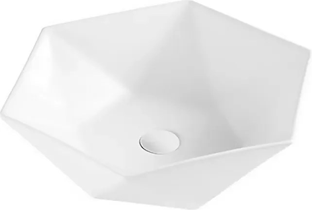 Lavabo da appoggio 45cm forma esagonale bianca | Litos-K45 - KAMALU