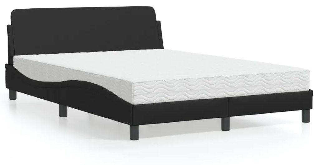 Letto Con Materasso Nero 140x190 Cm İn Similpelle /