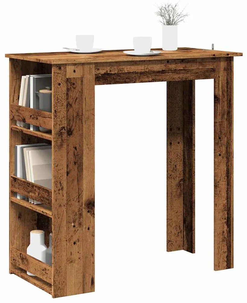 Tavolo Da Bar Con Ripiano Legno Antico 102x50x103,5 Cm /