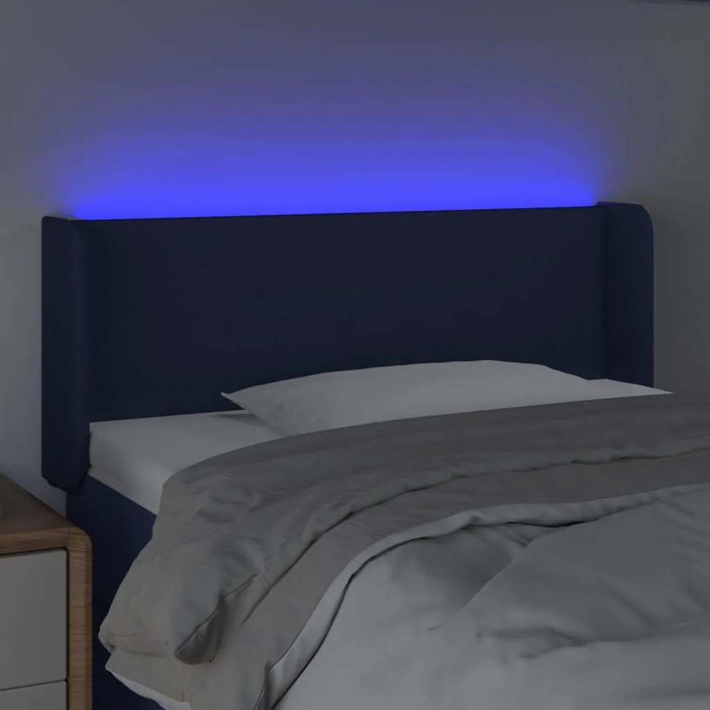 Testiera a led blu 93x16x78/88 cm in tessuto