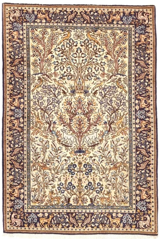Ghom Tappeto 160x100 Beige (Iran) Annodato A Mano