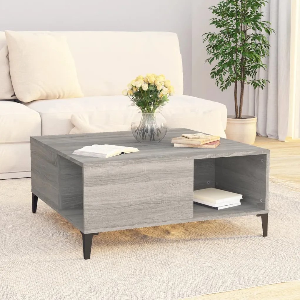 Tavolino salotto grigio sonoma 80x80x36,5 cm legno multistrato