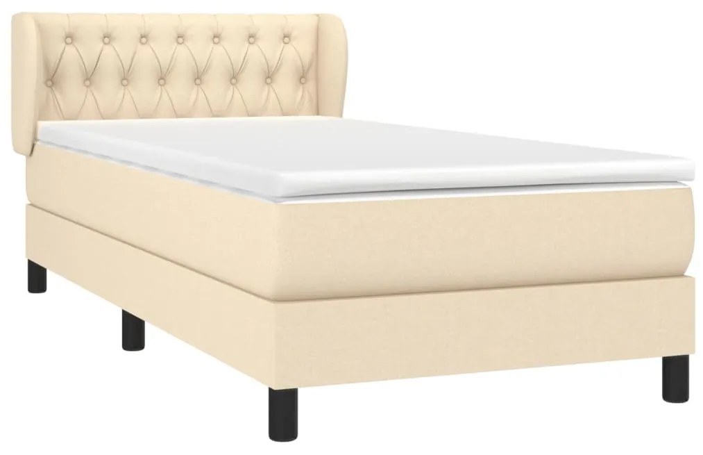 Giroletto a molle con materasso crema 90x190 cm in tessuto