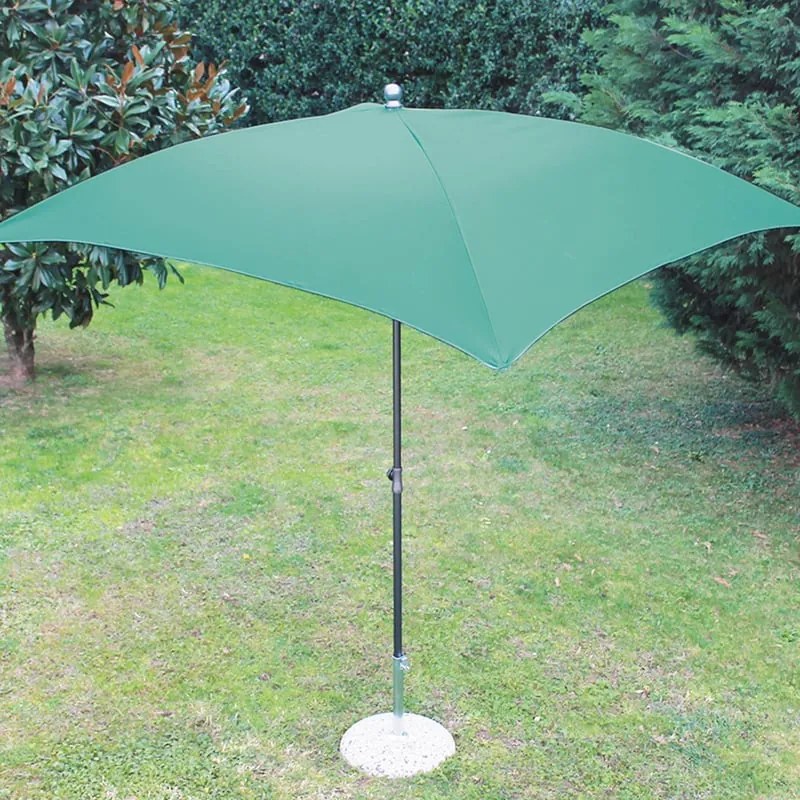 Ombrellone a palo centrale grigio Poli con telo rettangolare verde L 225 x P 190 x H 265 cm