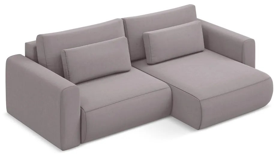 Divano angolare lavanda allungabile/con contenitore (con penisola a destra/con chaise lounge) con rivestimento in velluto Kapua – Makamii